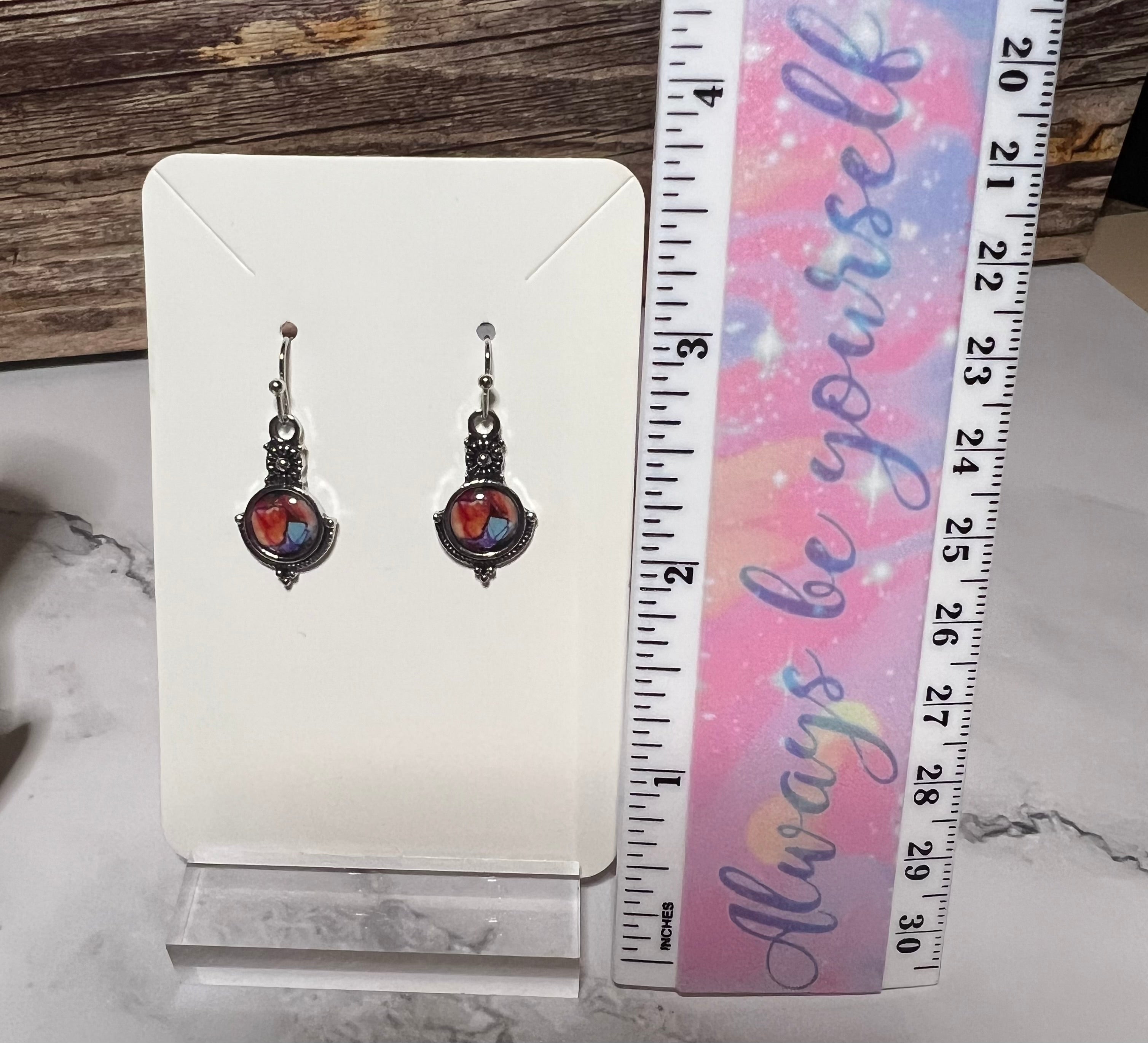 Earrings - Sterling Silver Ear-wire Artisan Glass Drop Dedign