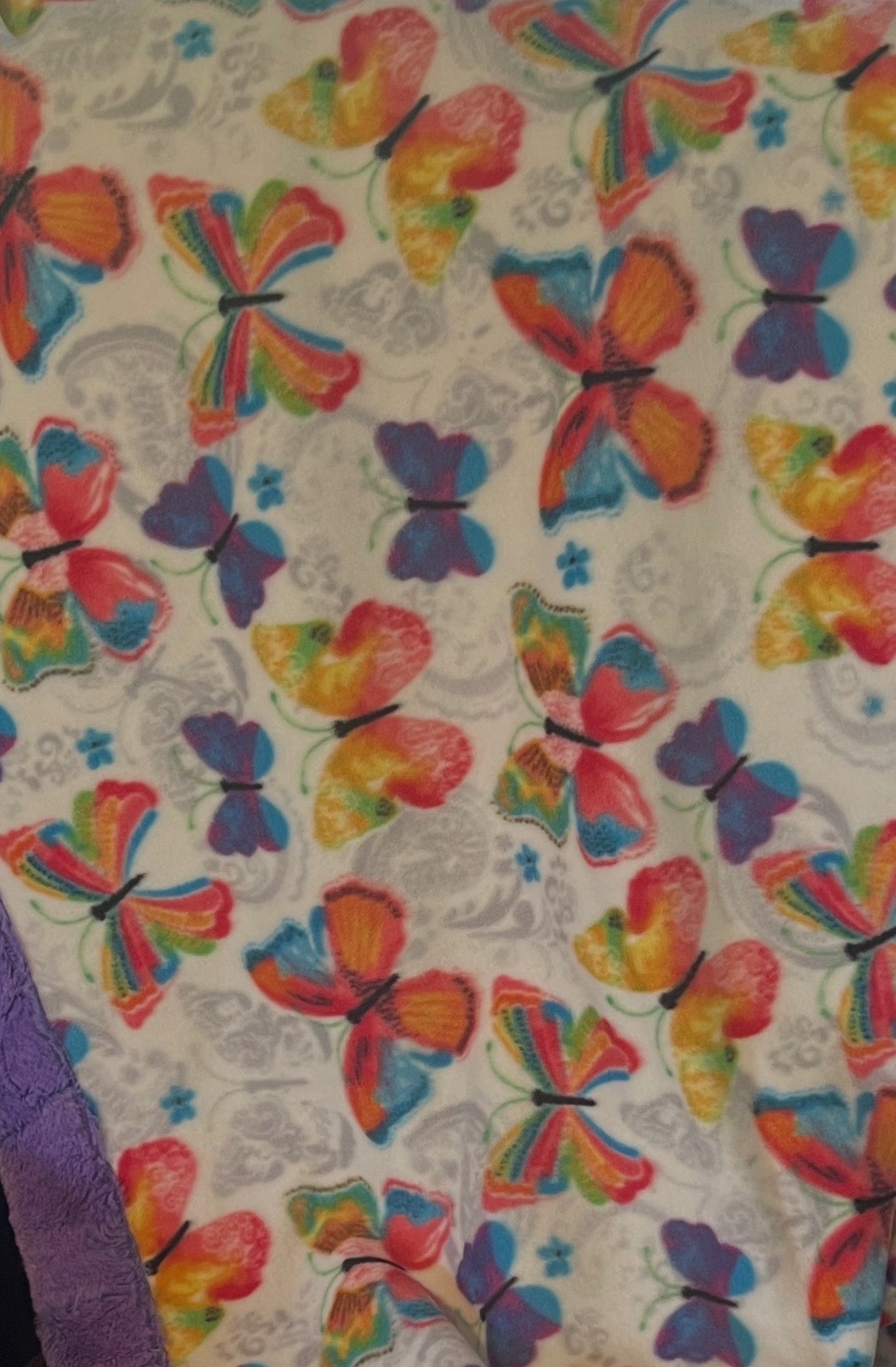 Minky / Fleece Blanket - Butterfly & Purple