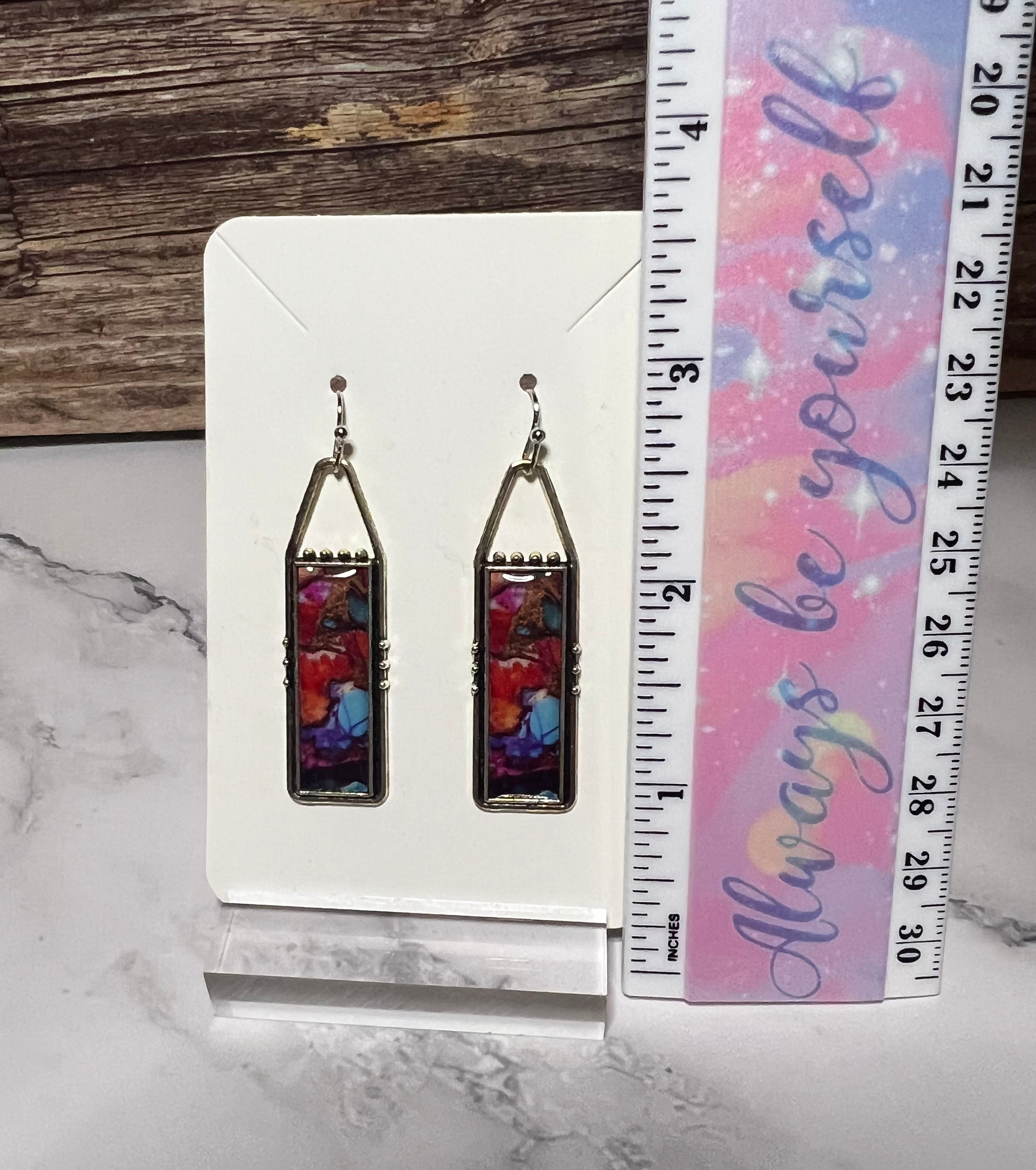 Earrings - Sterling Silver Abstract Art Bar