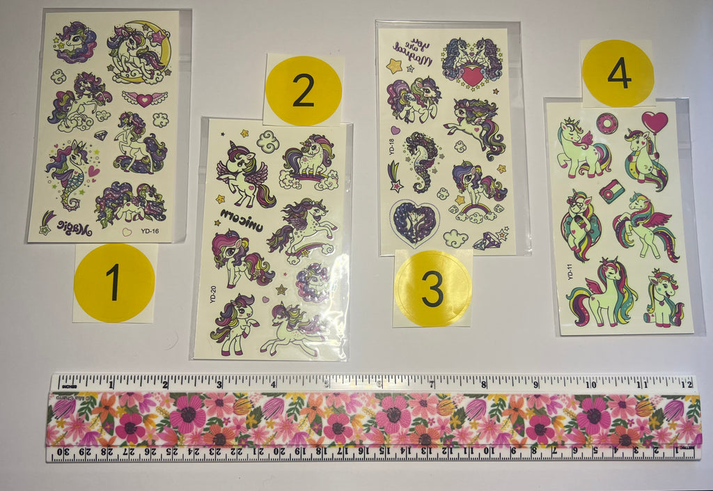 Glow-In-The-Dark Unicorn Temporary Tattoos