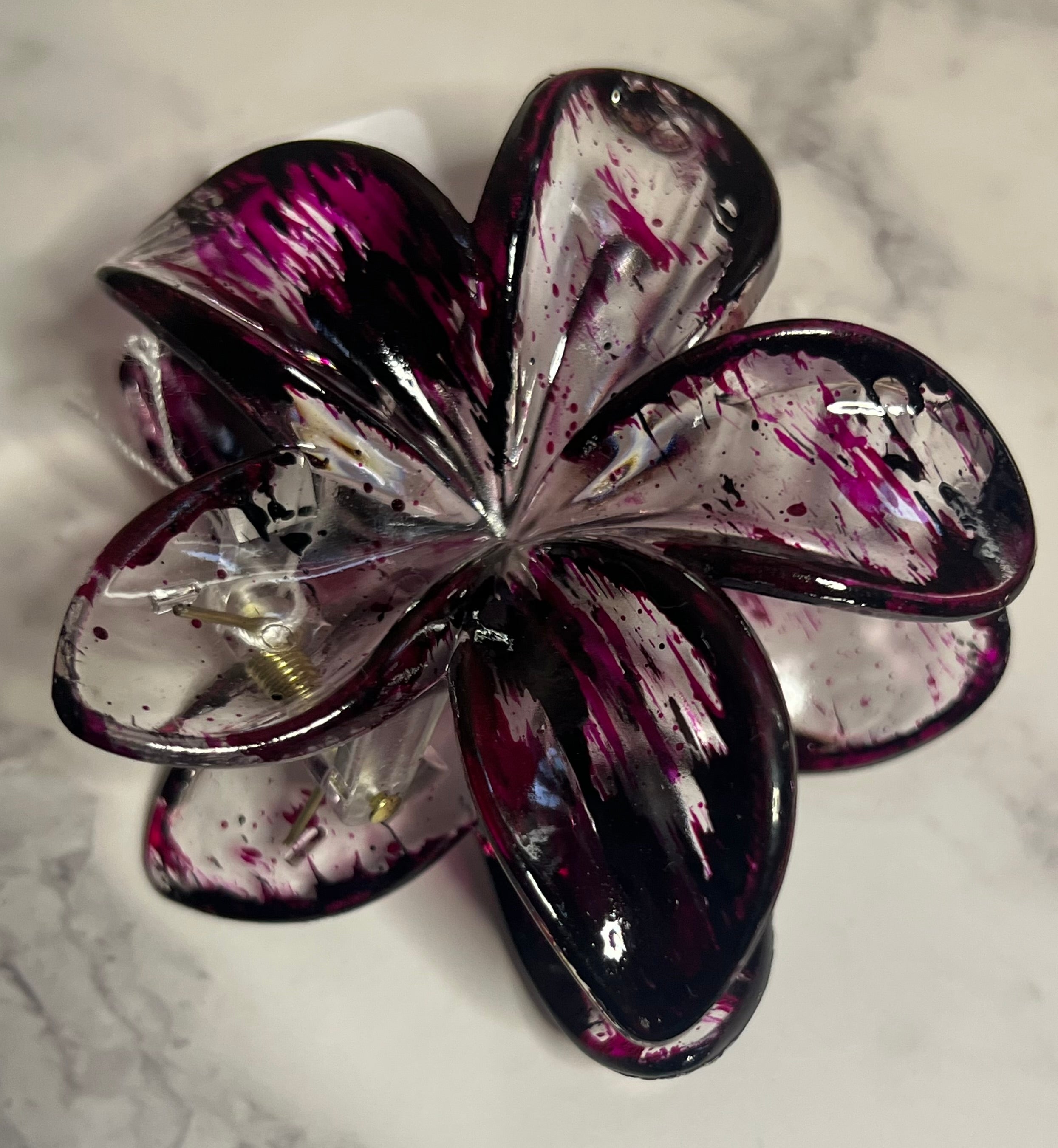Hair Claw / Clip - Large Iridescent Flower - Various Colors To Choose From