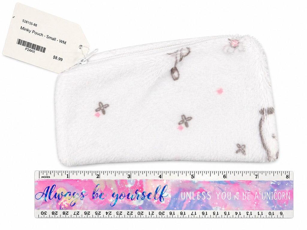 Minky Pouch - Bunnies White Zipper