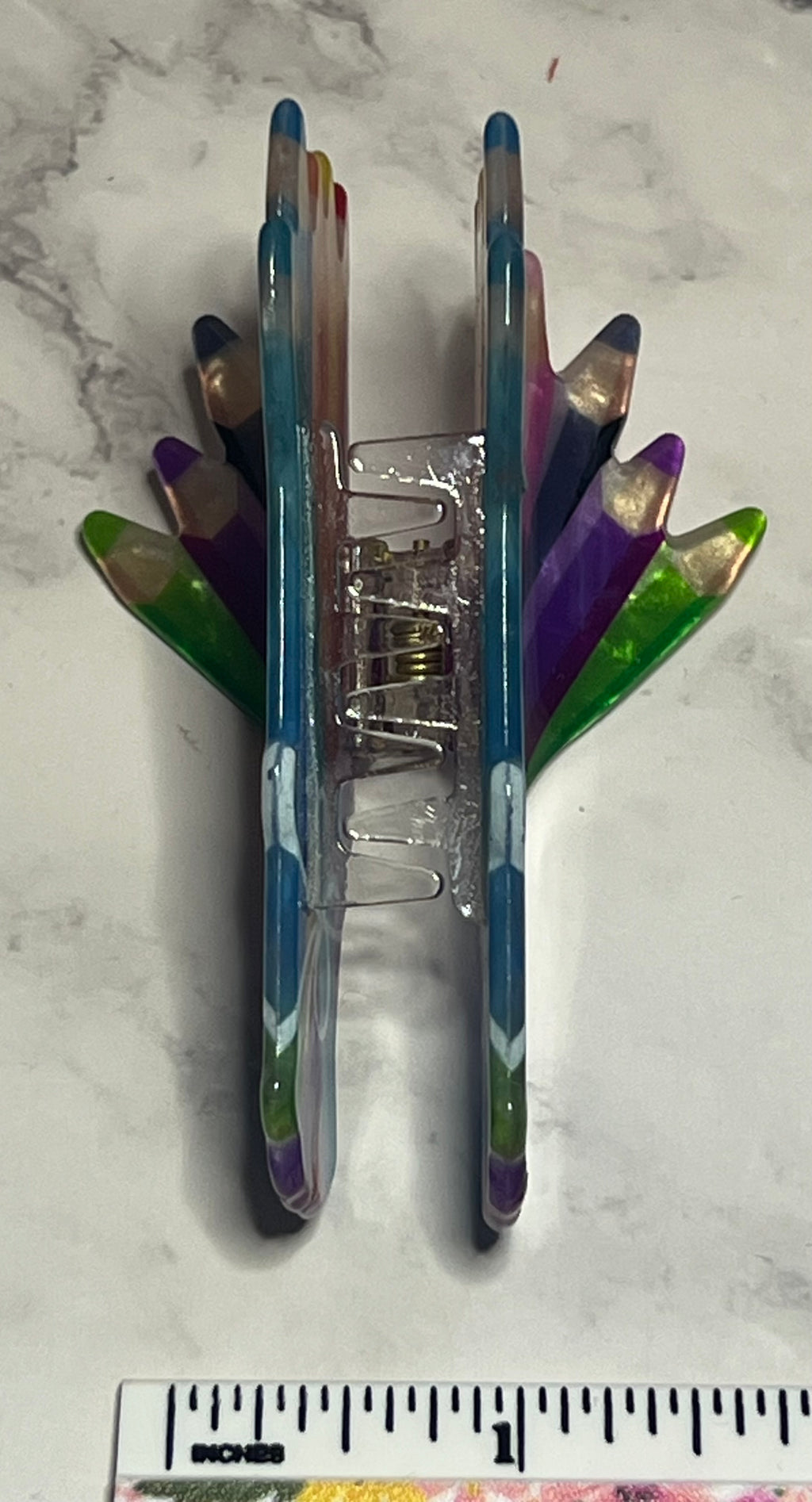 Hair Claw / Clip - Rainbow Colored Pencils