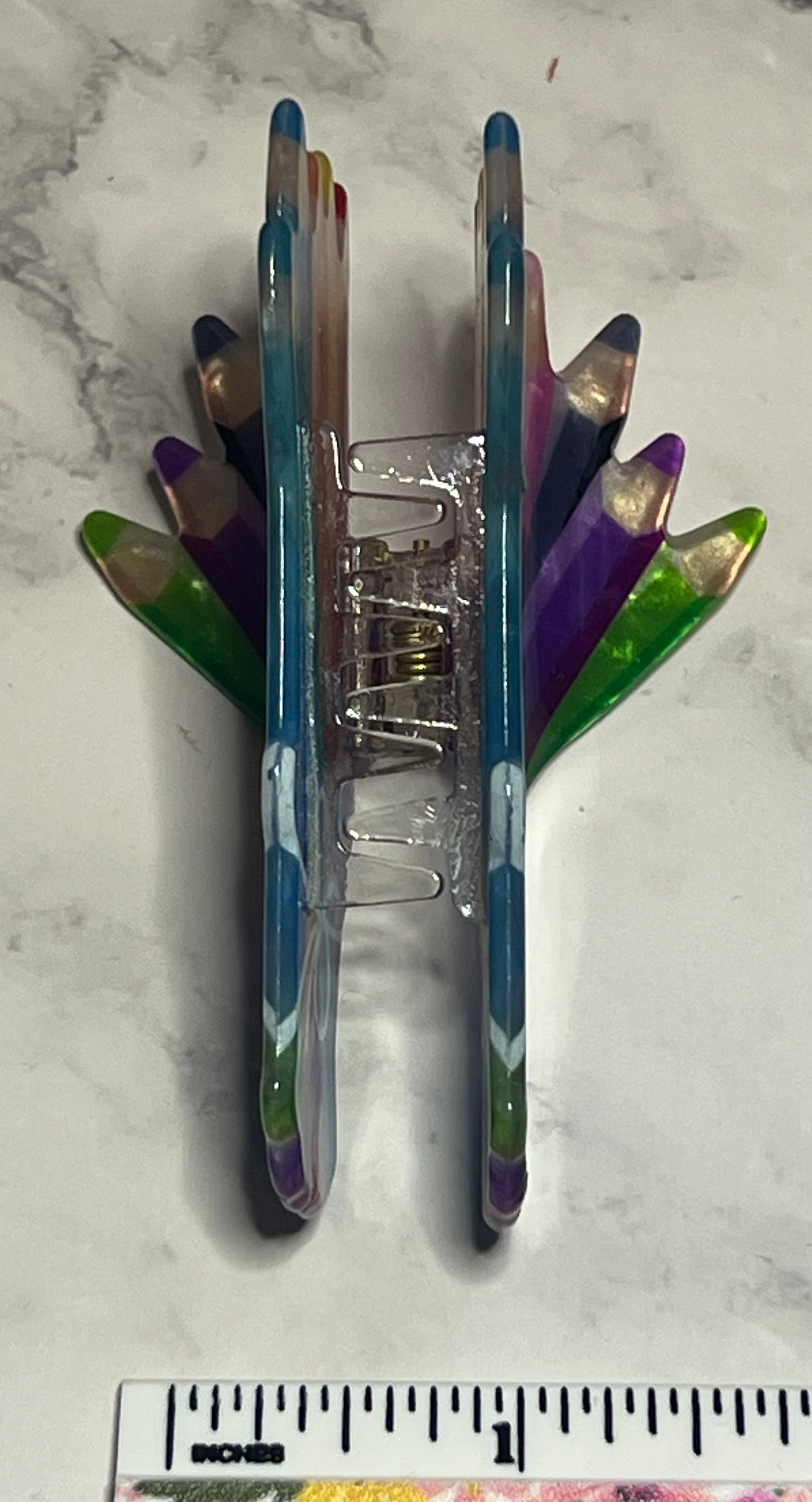 Hair Claw / Clip - Rainbow Colored Pencils