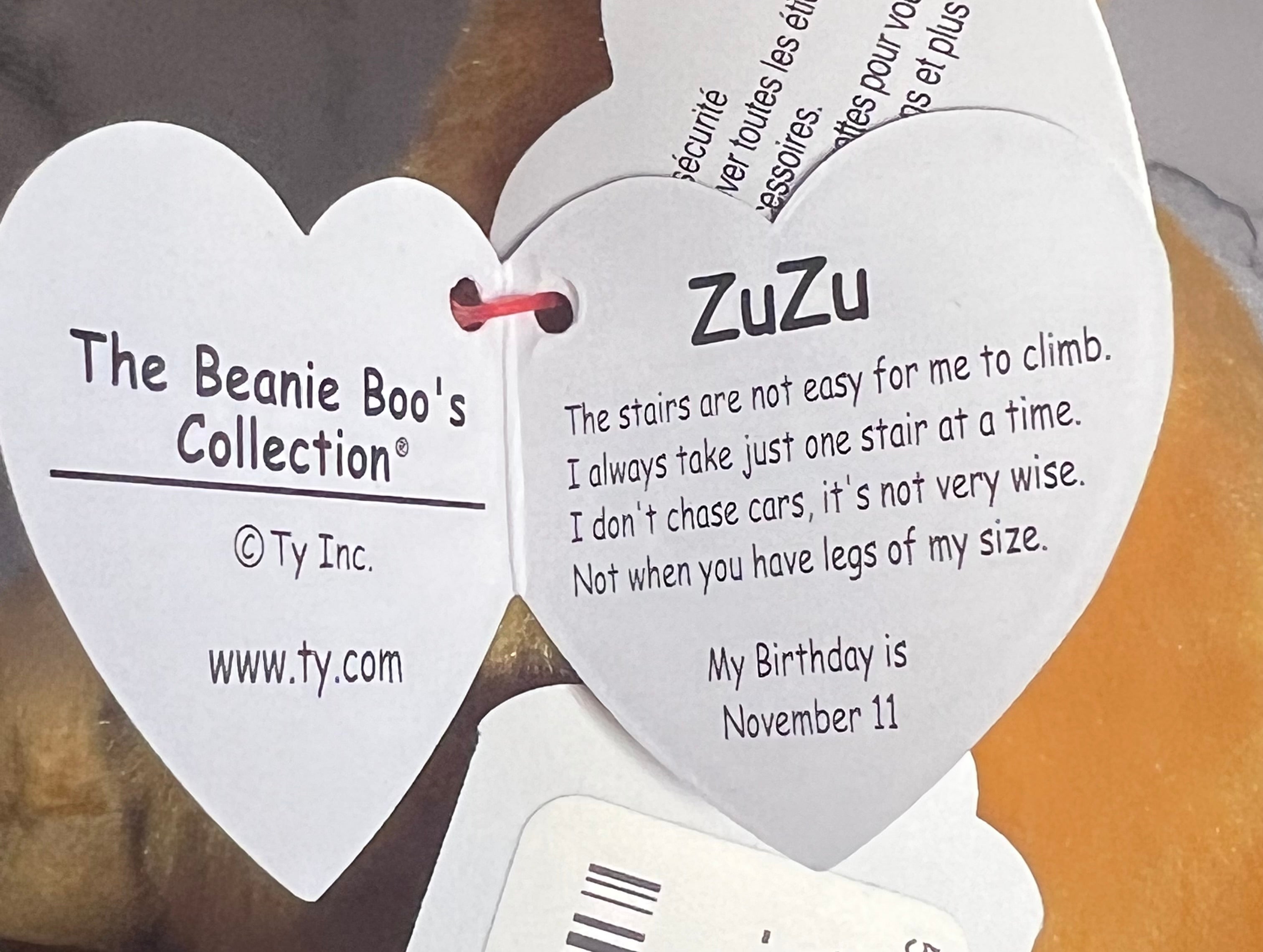 Ty Beanie Baby - Zu Zu - Brown Dog Puppy