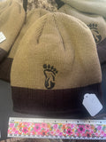 Khaki & Brown or Red & Black Lined Bigfoot Beanie Hat