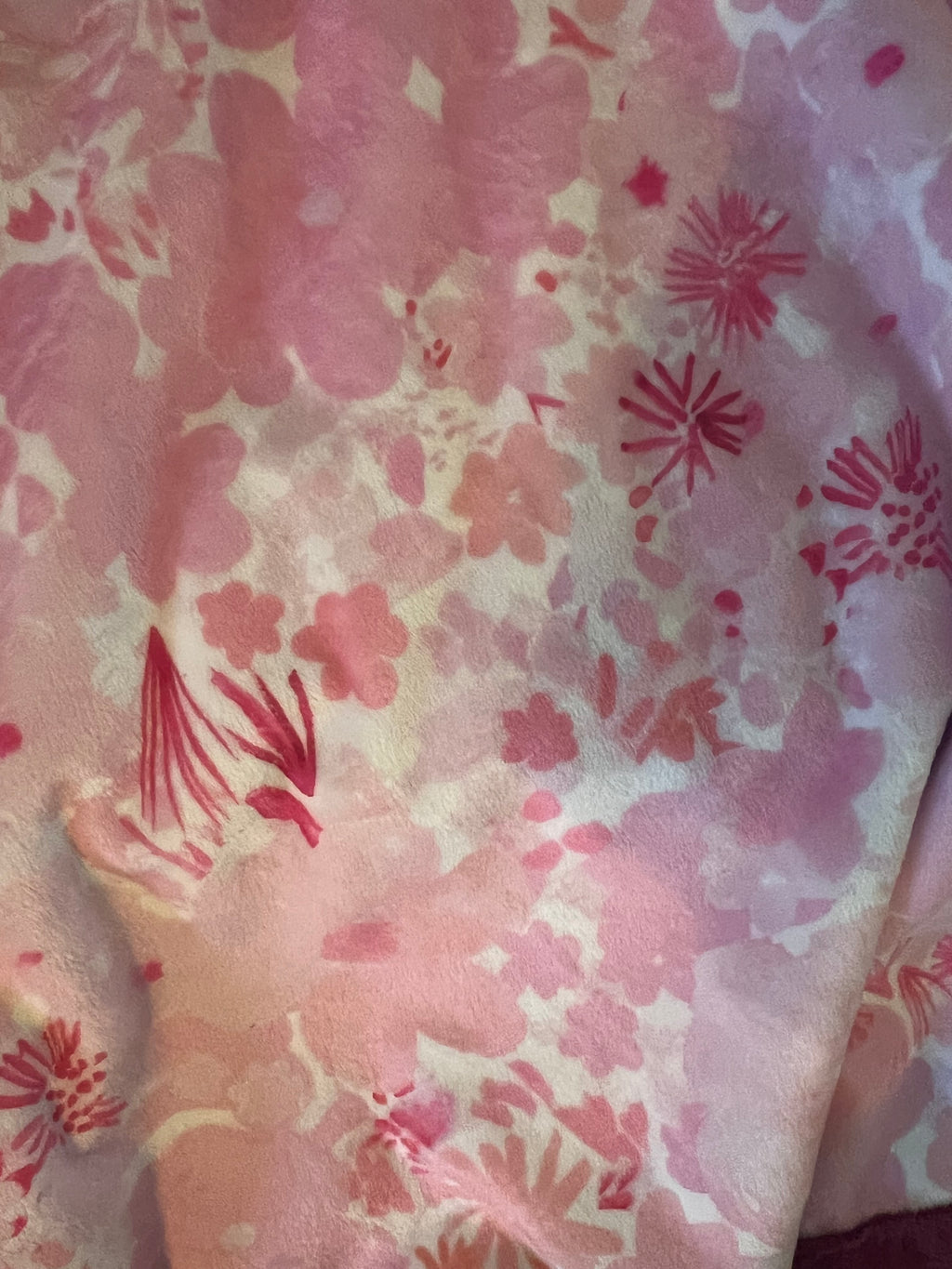 Minky Blankets- Pink Floral & Magenta Hide Approx Size 65”x55”