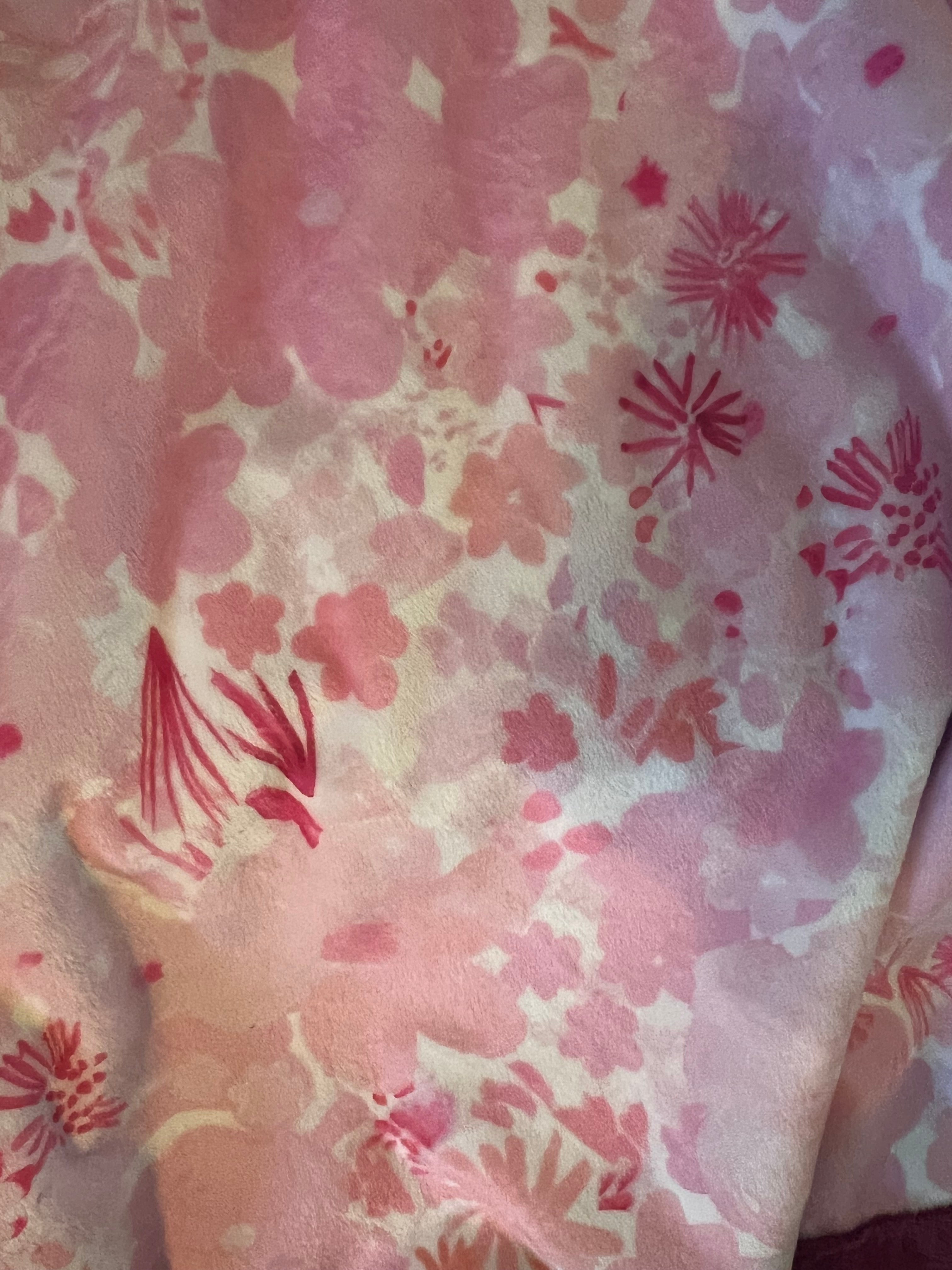 Minky Blankets- Pink Floral & Magenta Hide Approx Size 65”x55”