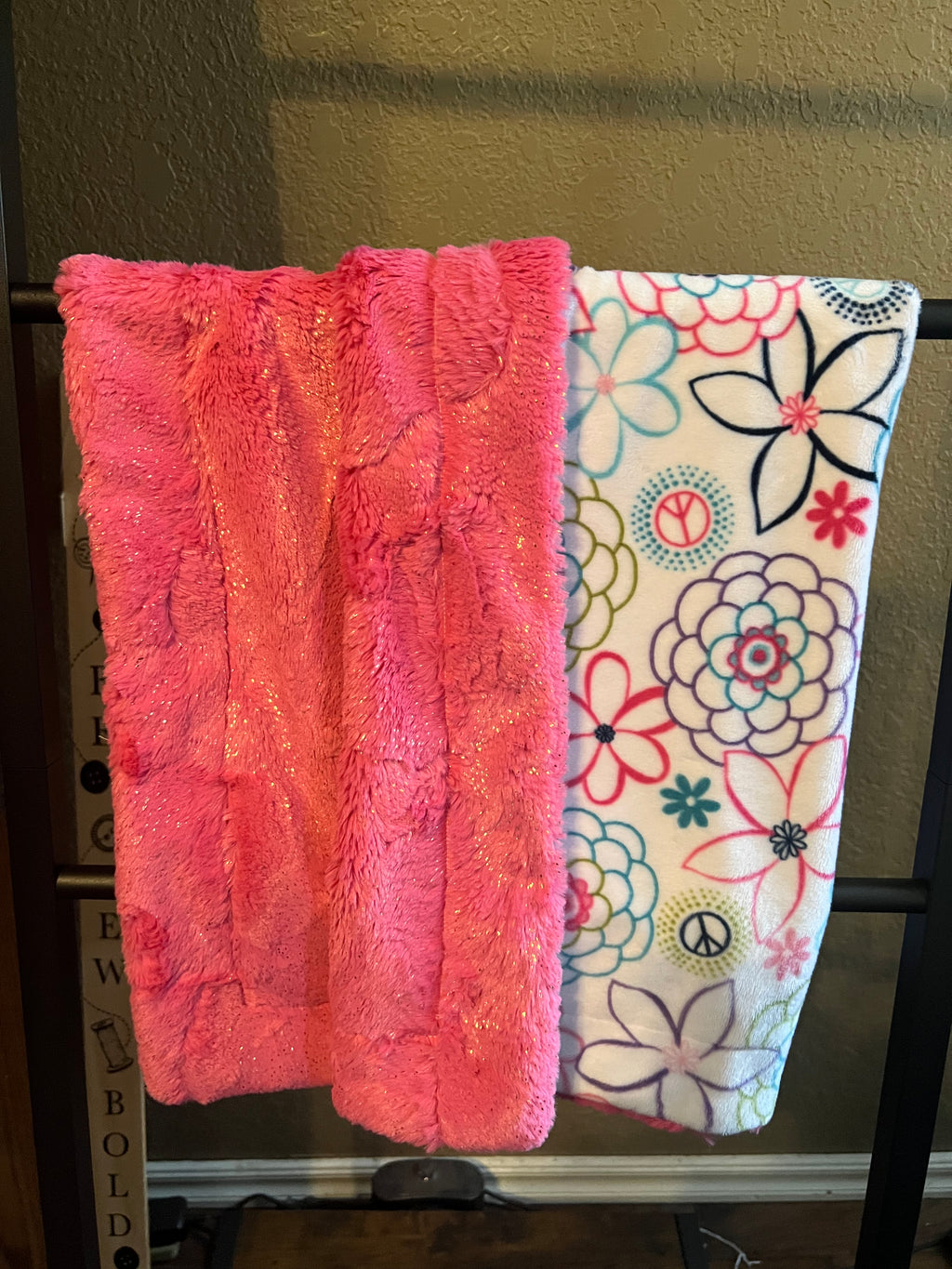 Minky Baby Blanket - Flower Power / Pink Dazzle