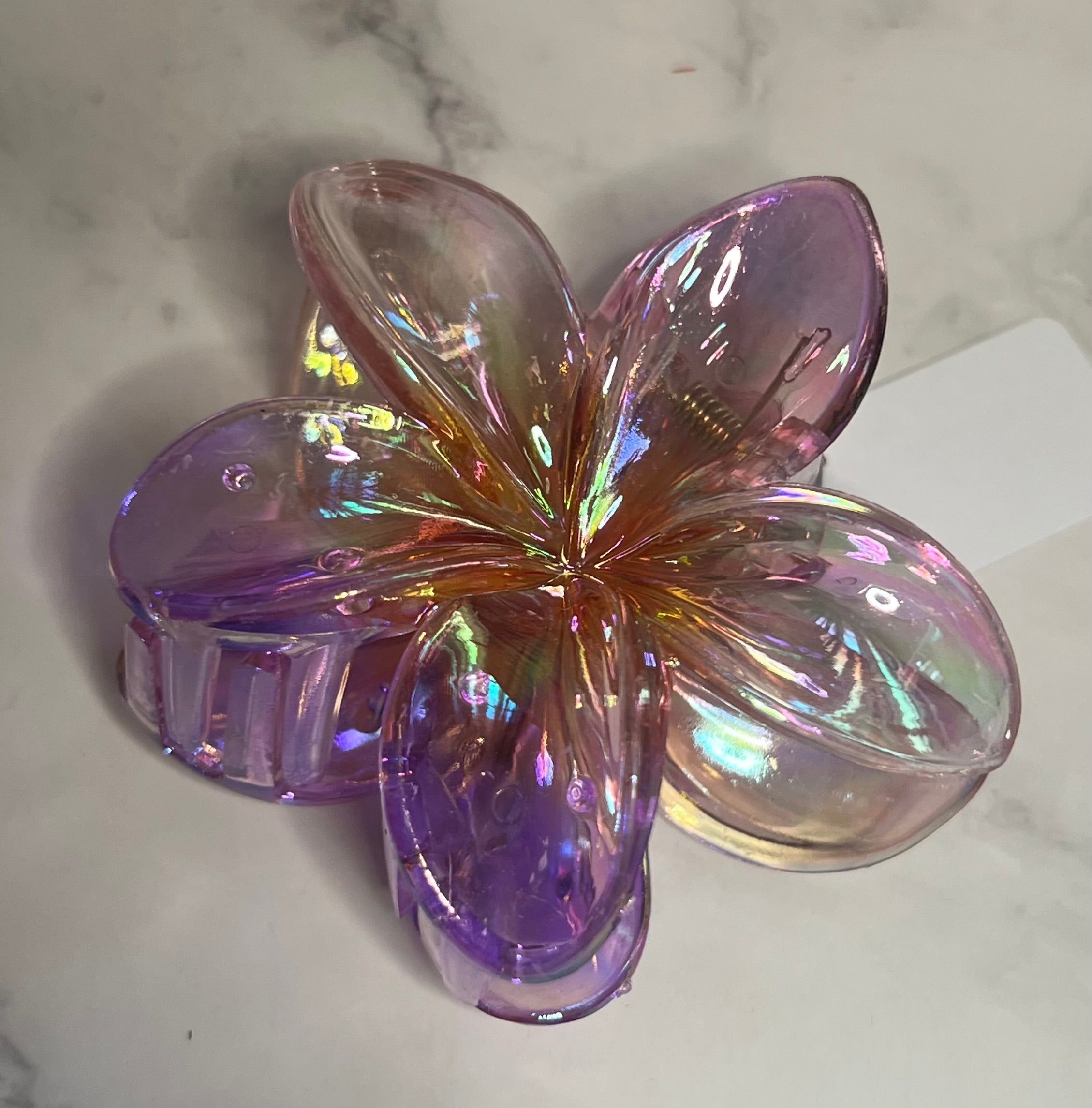Hair Claw / Clip - Large Iridescent Flower - Various Colors To Choose From