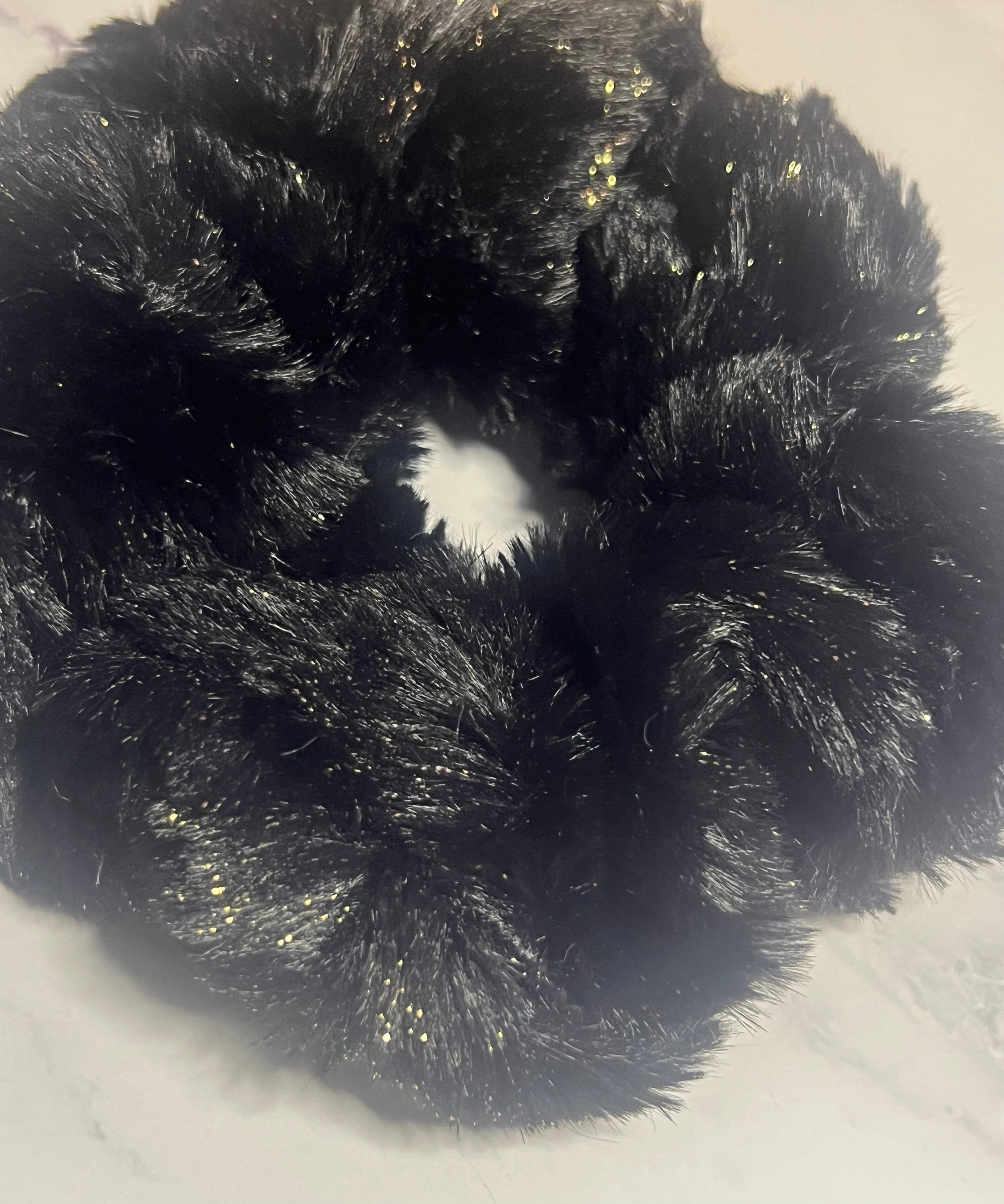 Minky Razzle Dazzle Scrunchie - Black with Gold Specks