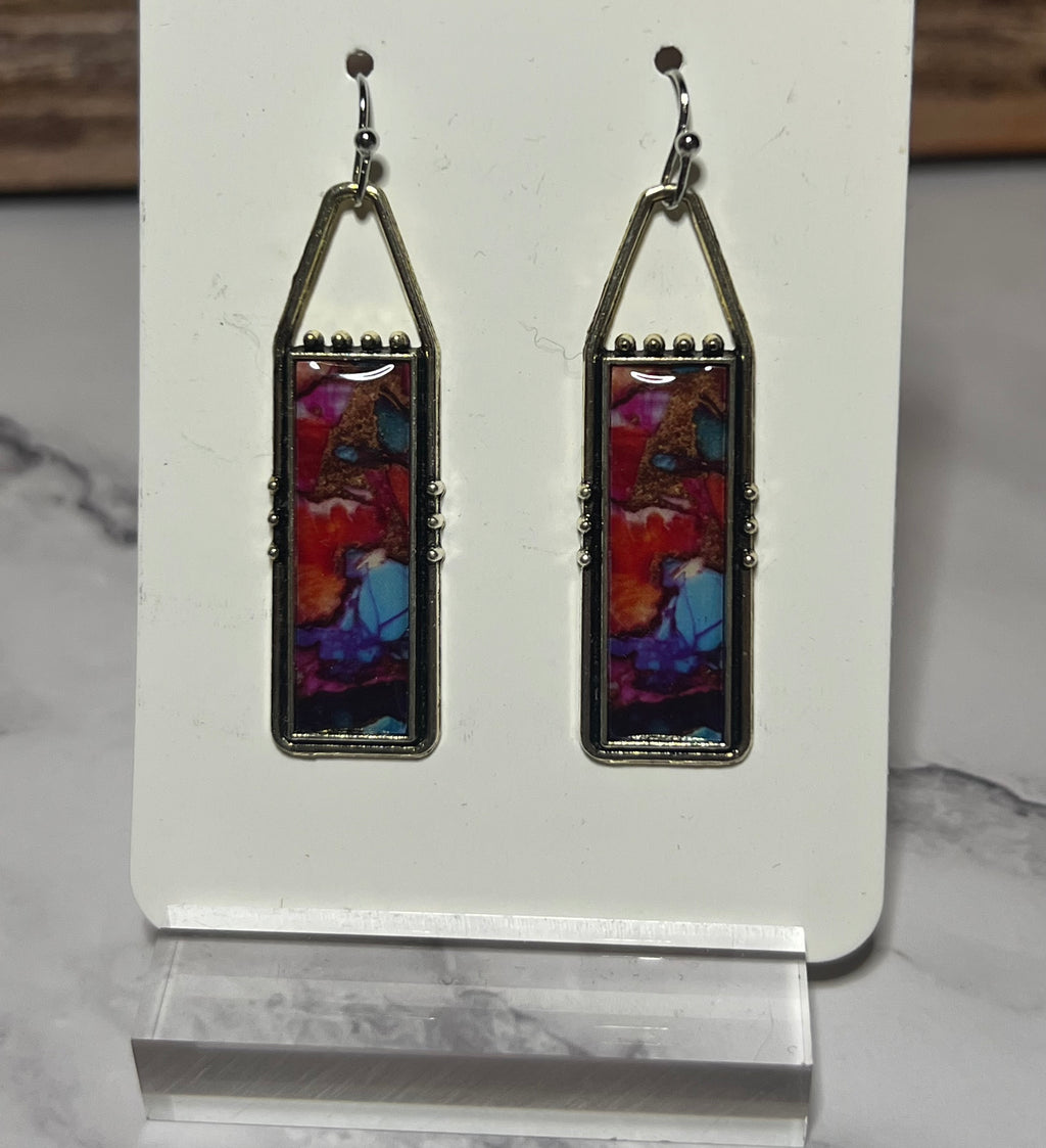 Earrings - Sterling Silver Abstract Art Bar
