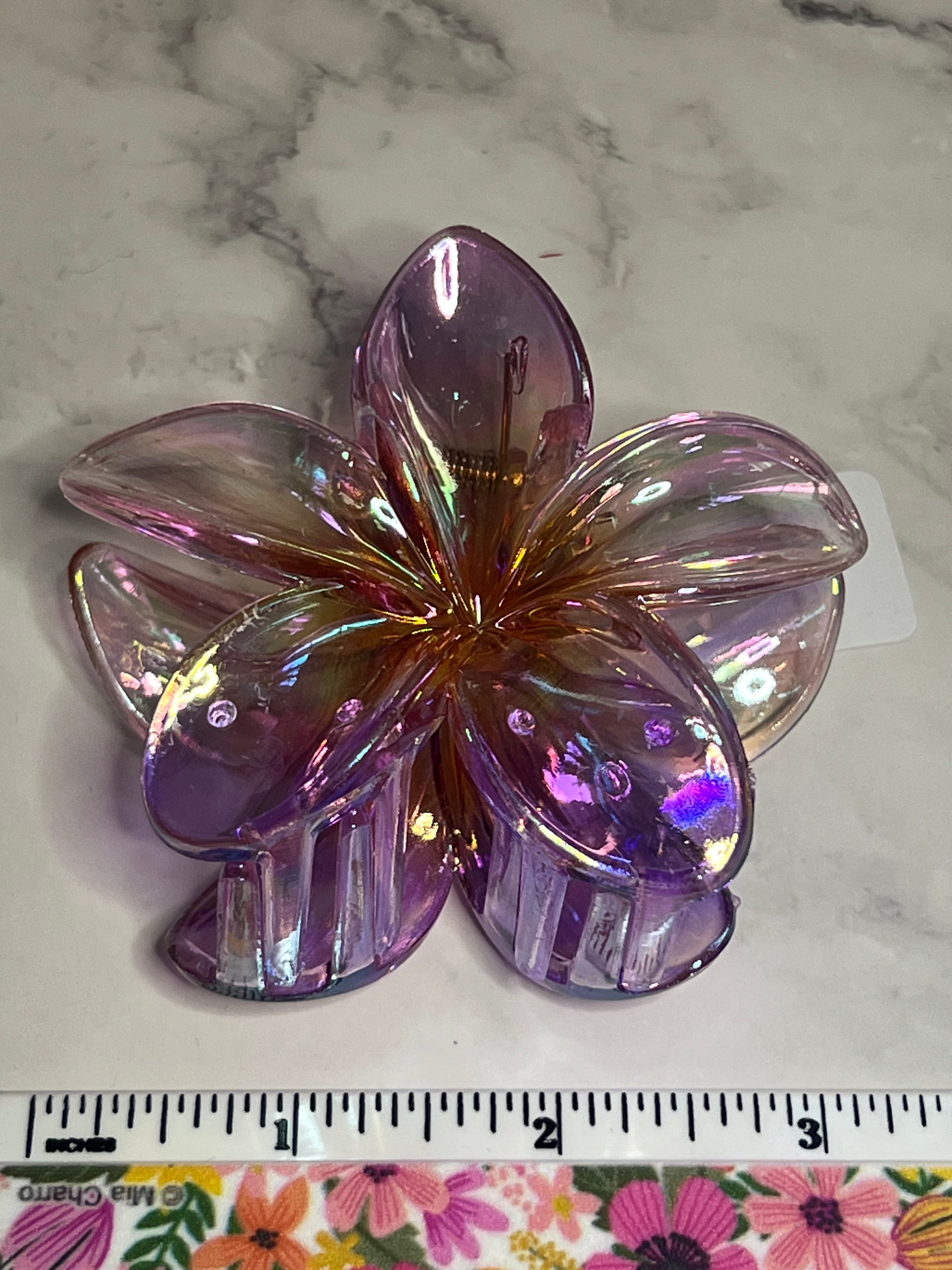 Hair Claw / Clip - Large Iridescent Flower - Various Colors To Choose From