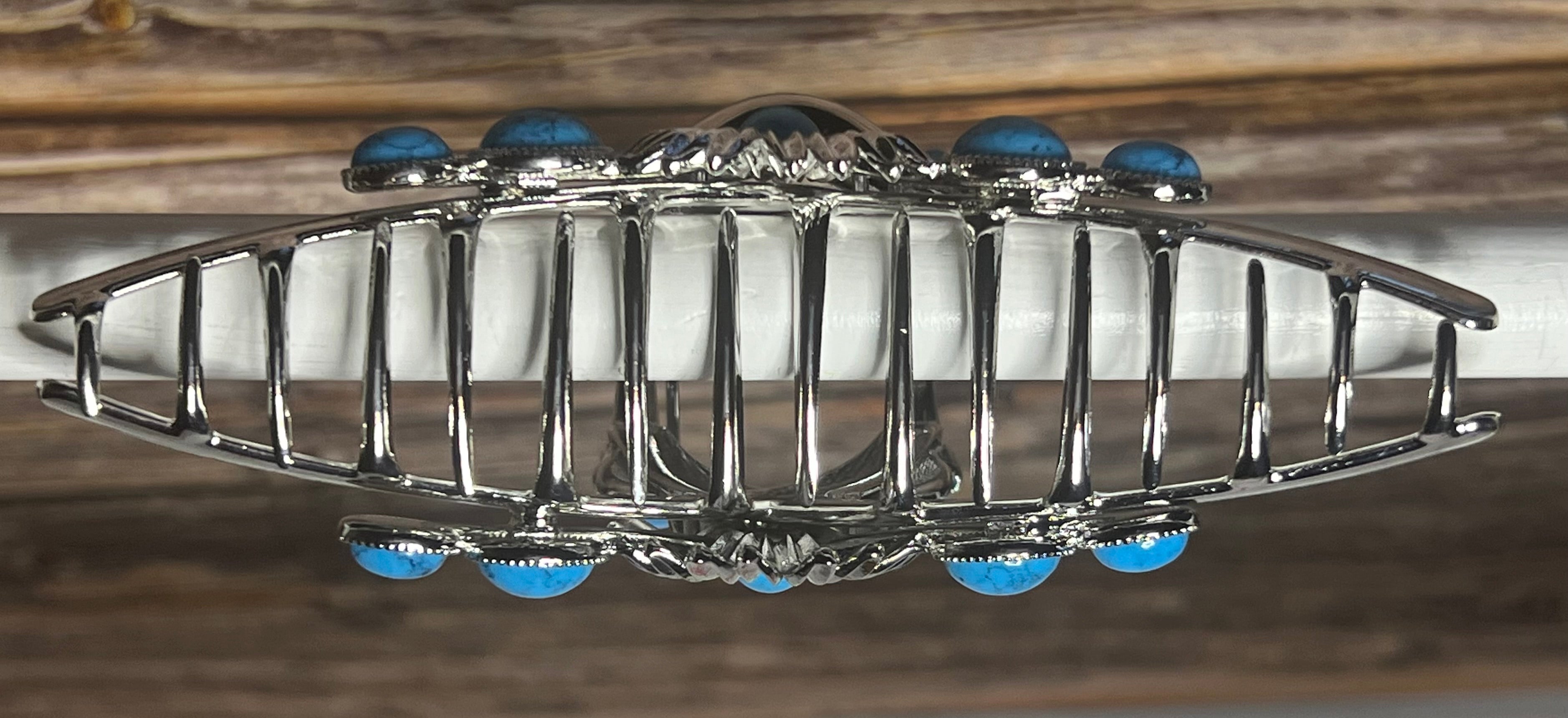 Hair Claw / Clip - Southwest Turquoise Metal