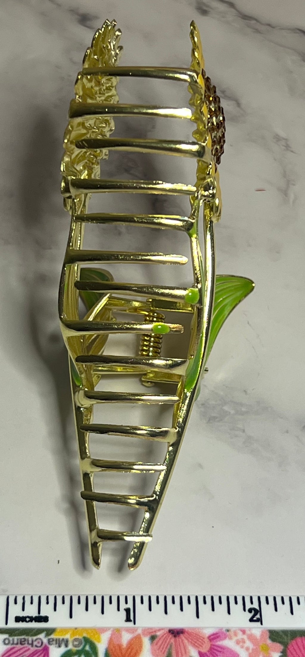 Hair Claw/Clip - Rhinestone Metal Sunflower