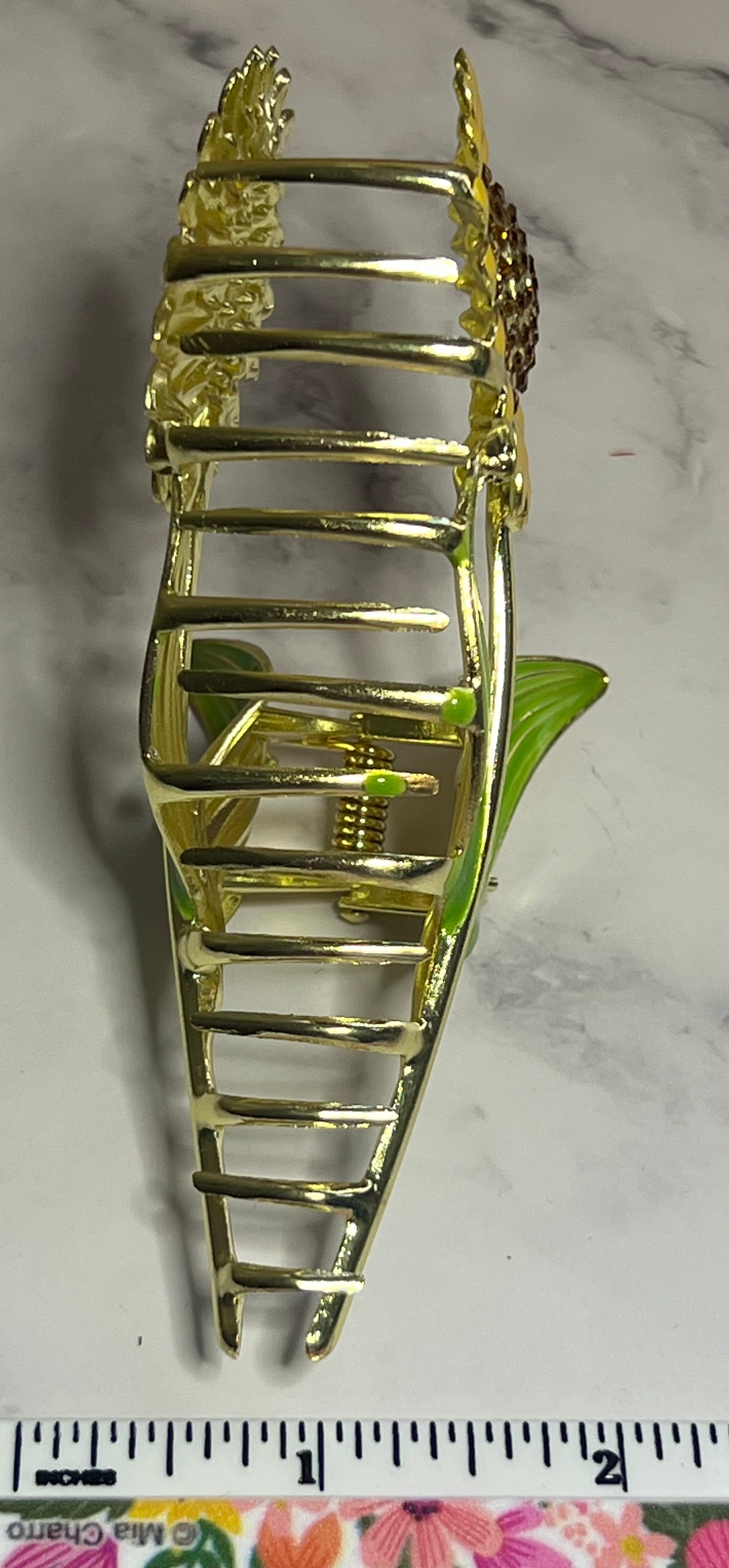 Hair Claw/Clip - Rhinestone Metal Sunflower