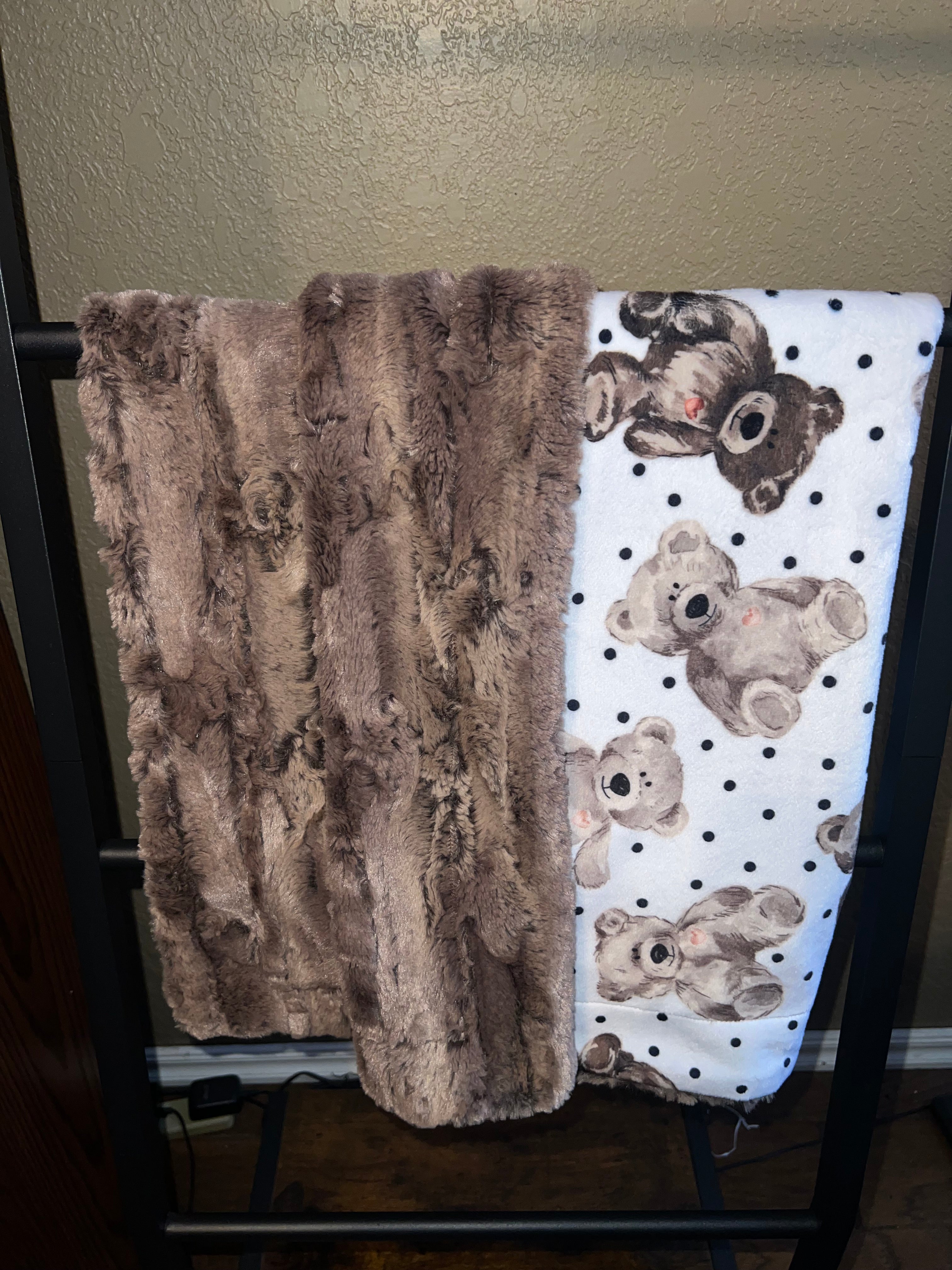 Minky Baby Blanket - Teddy Bears/Brown