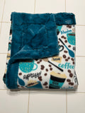 Minky / Fleece Blanket - Coffee & Teal