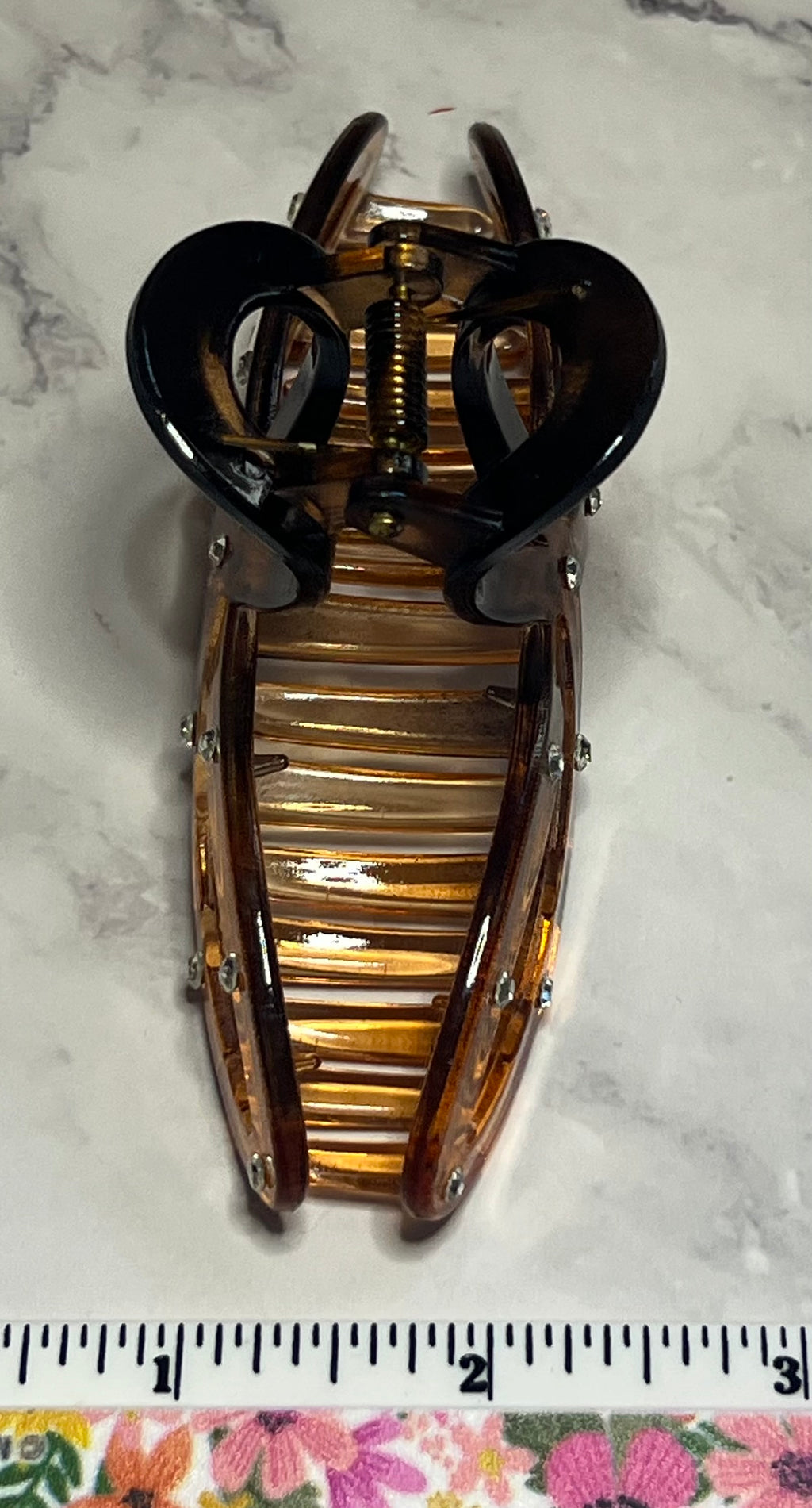 Hair Claw / Clip - Large Two Tone Brown with Rhinestones