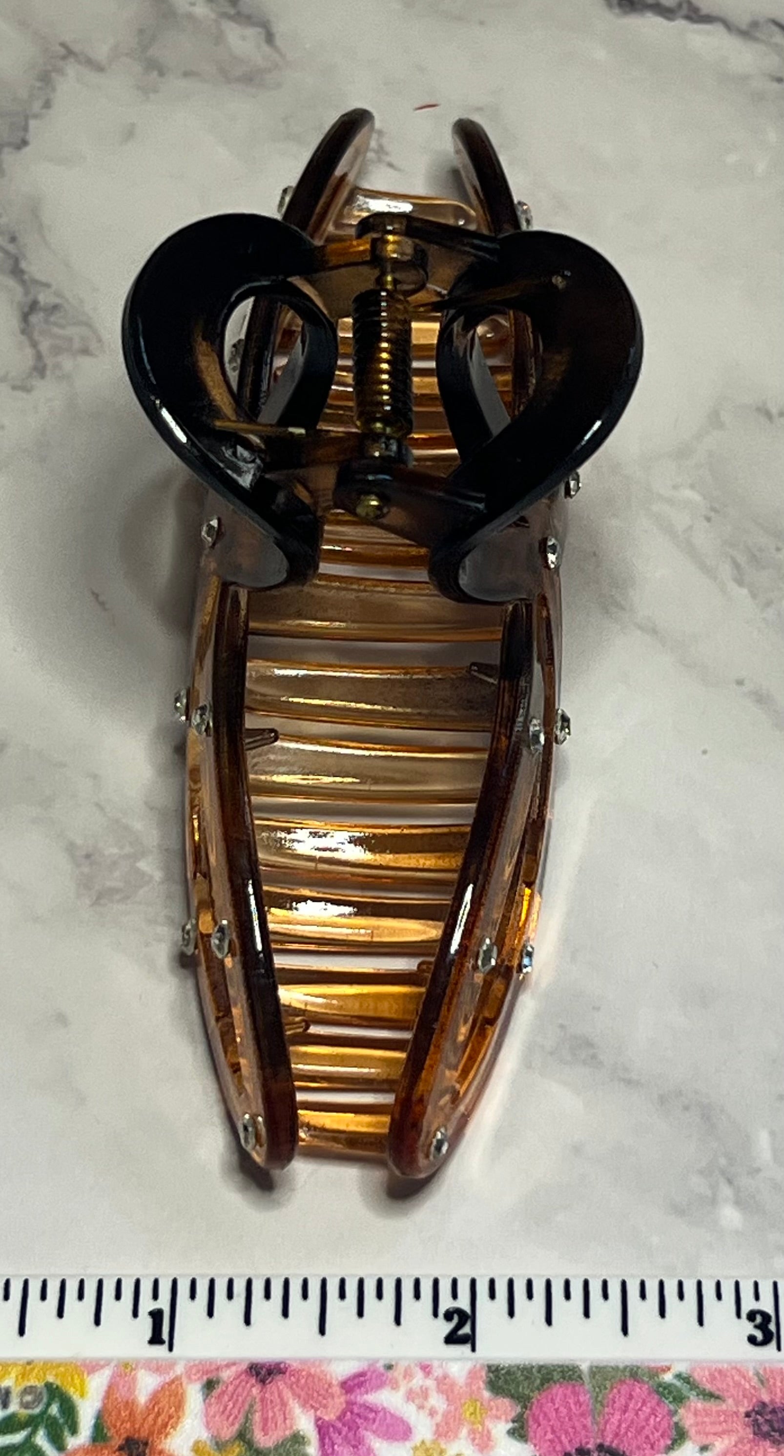 Hair Claw / Clip - Large Two Tone Brown with Rhinestones
