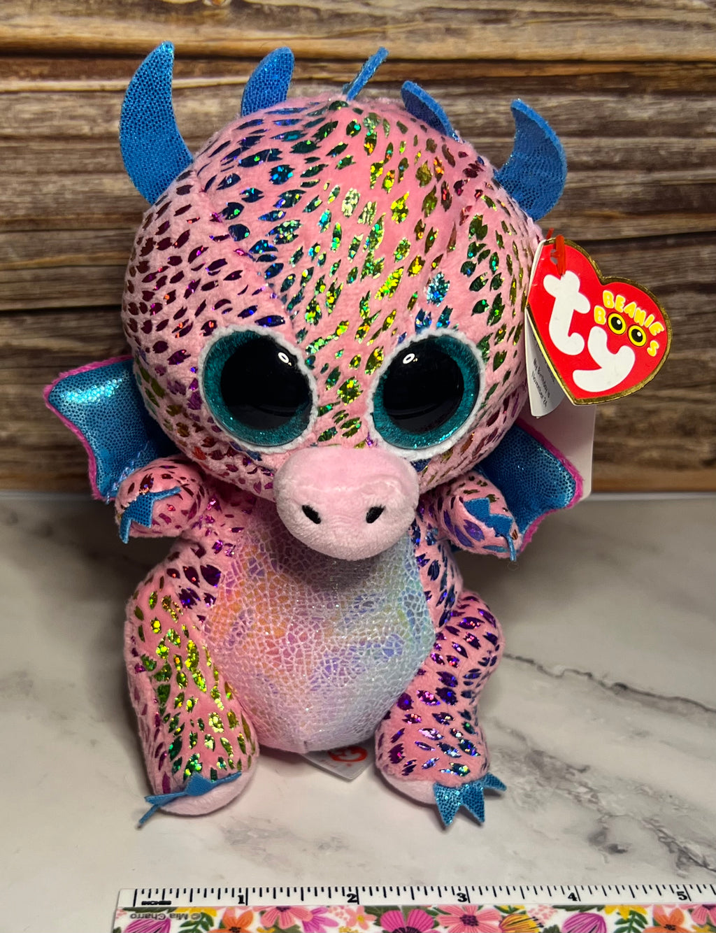 Ty Beanie Baby - Flint Pink Spotted Dragon