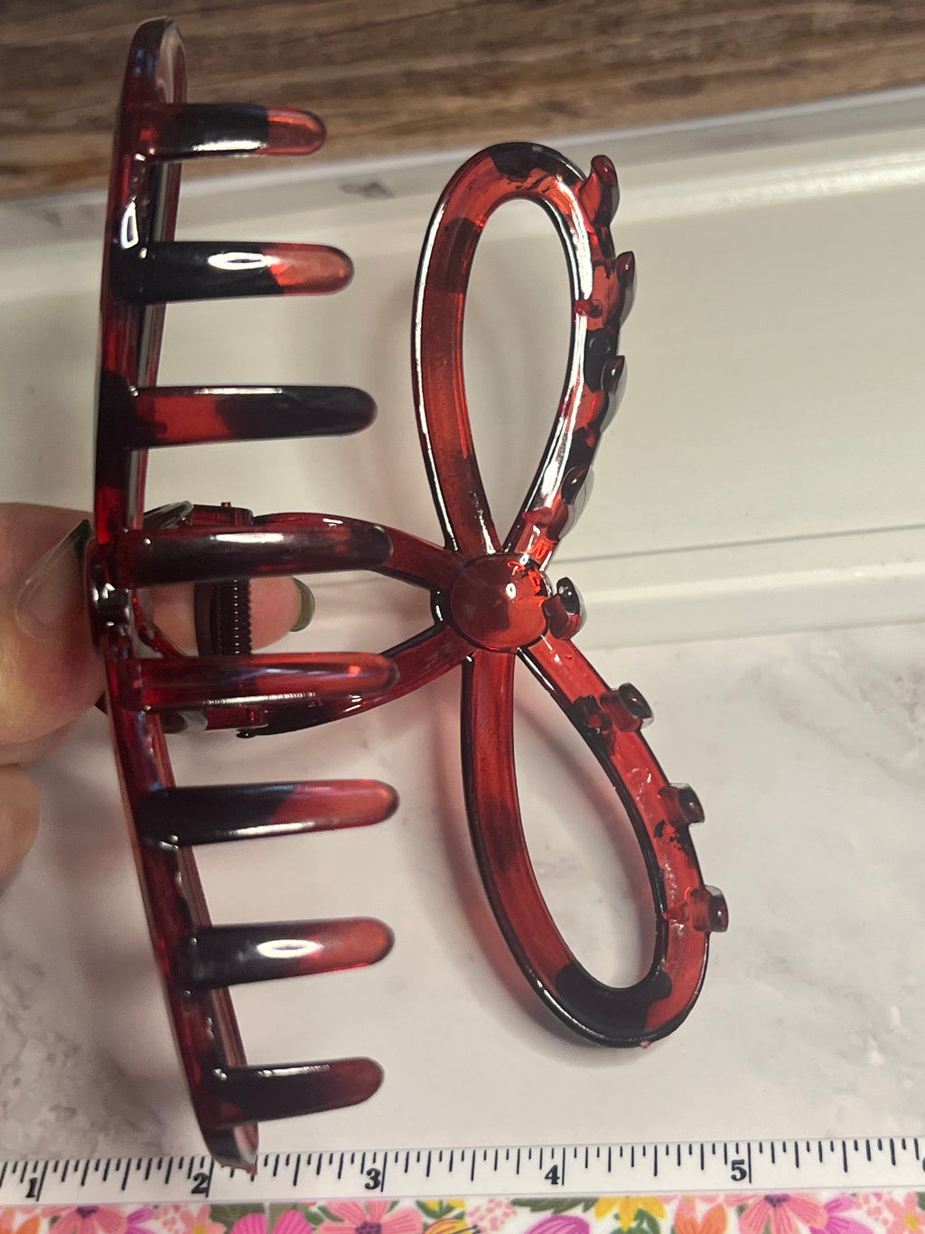 Hair Claw / Clip - Large Leopard & Brown Bow