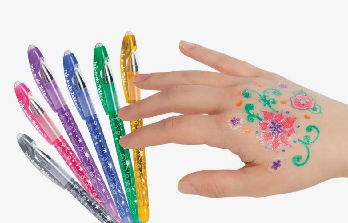 Ink-A-Do Tattoo Pens, Set of 6 Gel Pens