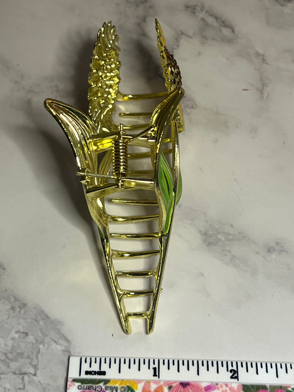 Hair Claw/Clip - Rhinestone Metal Sunflower
