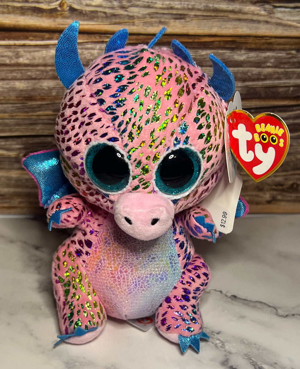 Ty Beanie Baby - Flint Pink Spotted Dragon