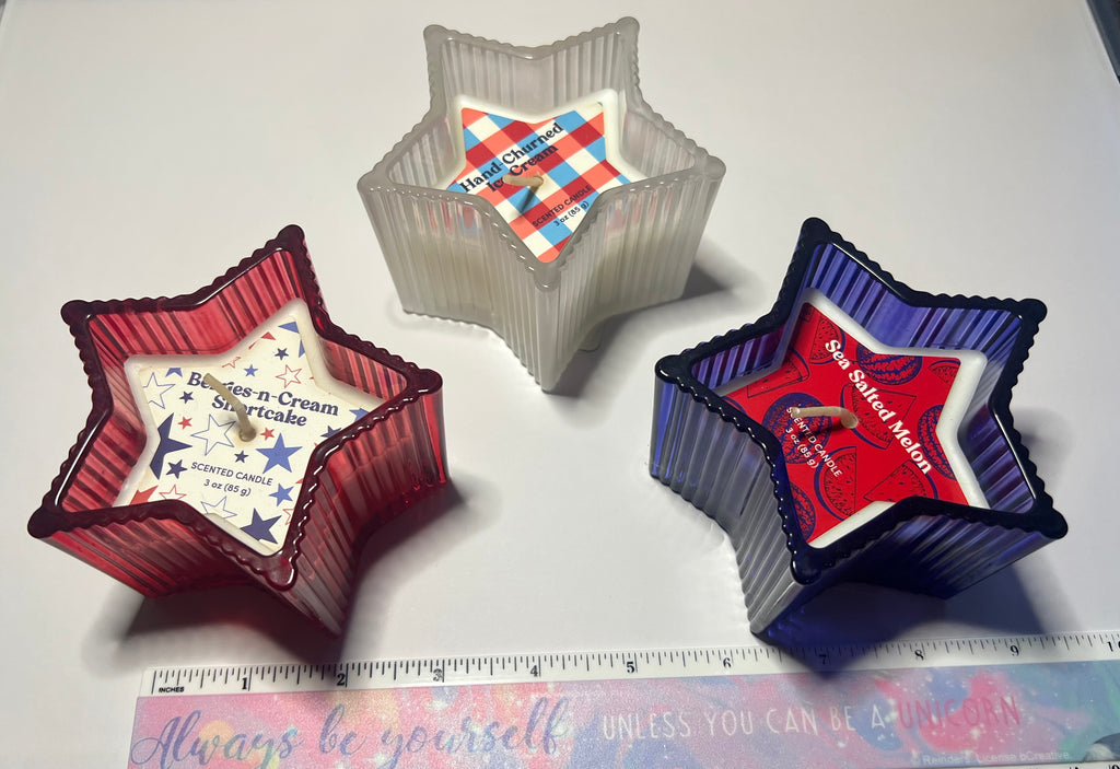 Patriotic Fourth of July Scented Star Shaped Candle - Assorted Scents