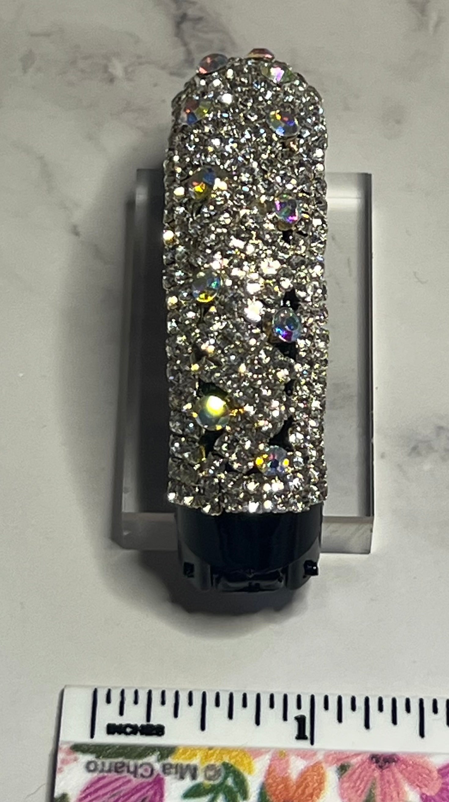 Hair Ponytail Holder / Clip - Sparkling Black Rhinestone Bling