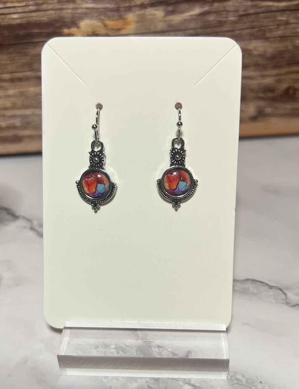 Earrings - Sterling Silver Ear-wire Artisan Glass Drop Dedign