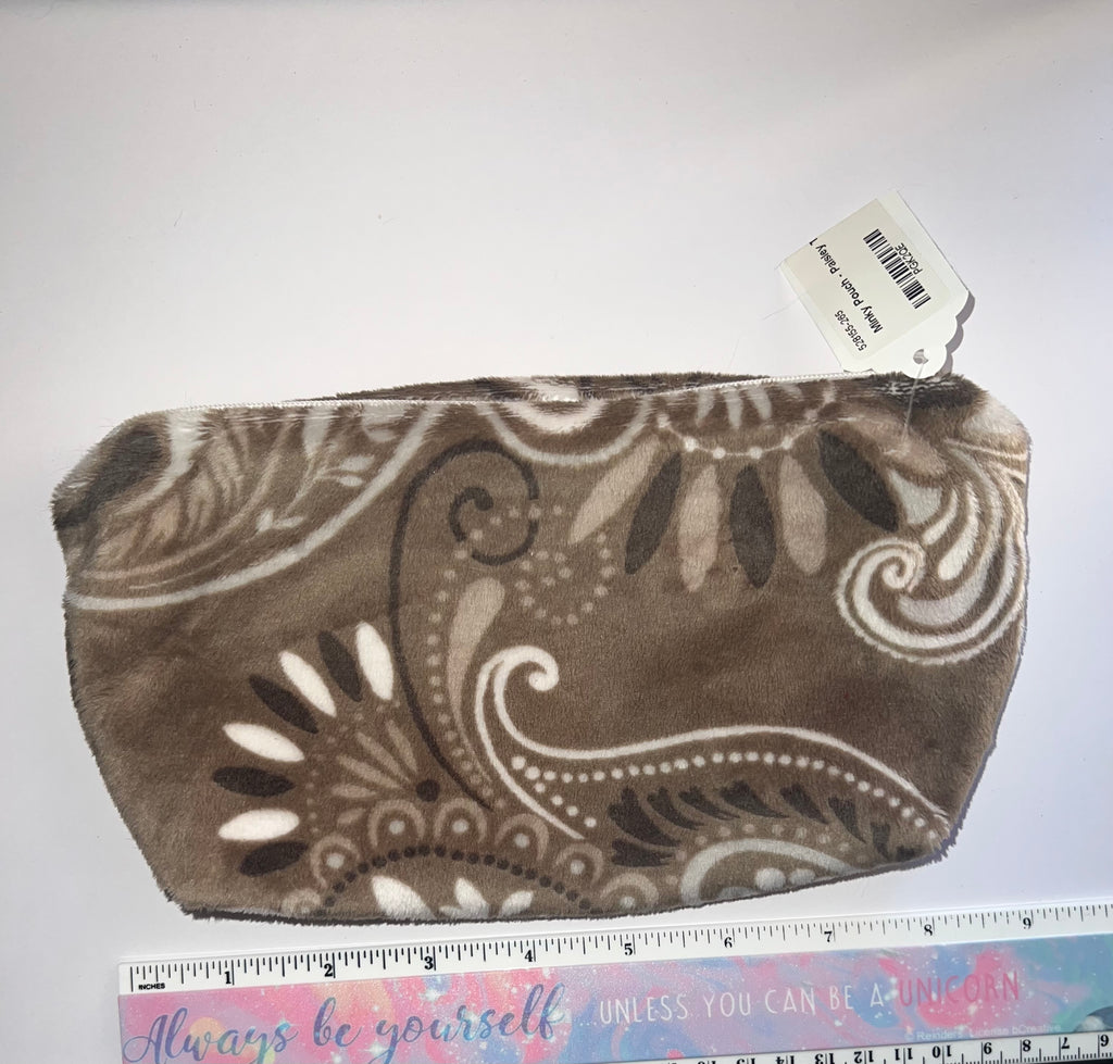 Minky Paisly Taupe Pouch Bag
