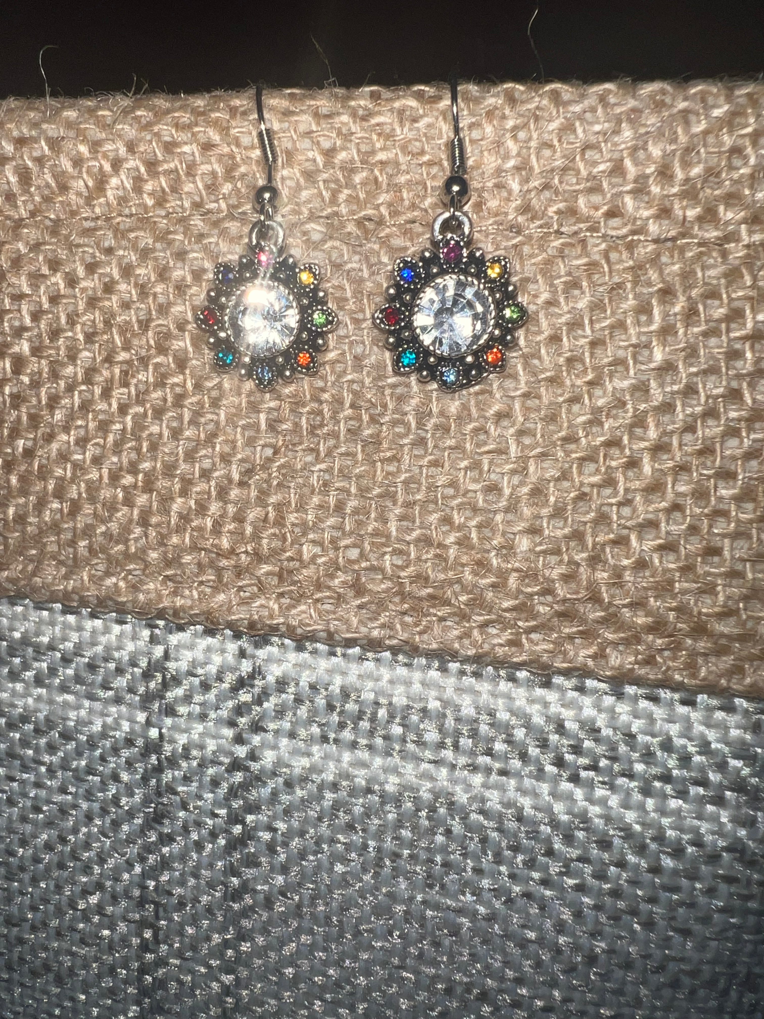 Earring - Sterling Silver Colorful Flower